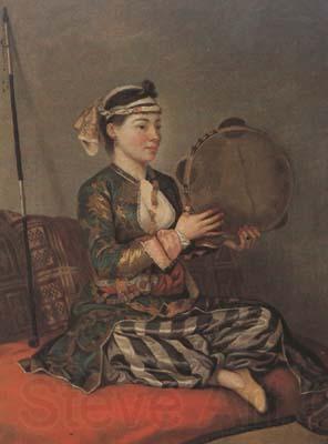 Jean-Etienne Liotard Turkish Woman with a Tambourine (mk08) Germany oil painting art